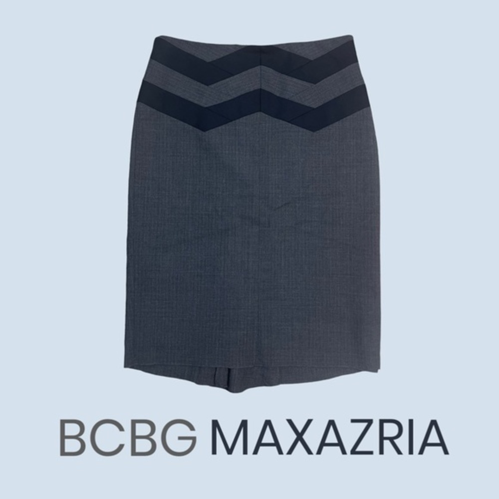 BCBGMAXAZRIA | Gray Black chevron Skirt Back Mermaid Hem and Back Zipper Size 4
